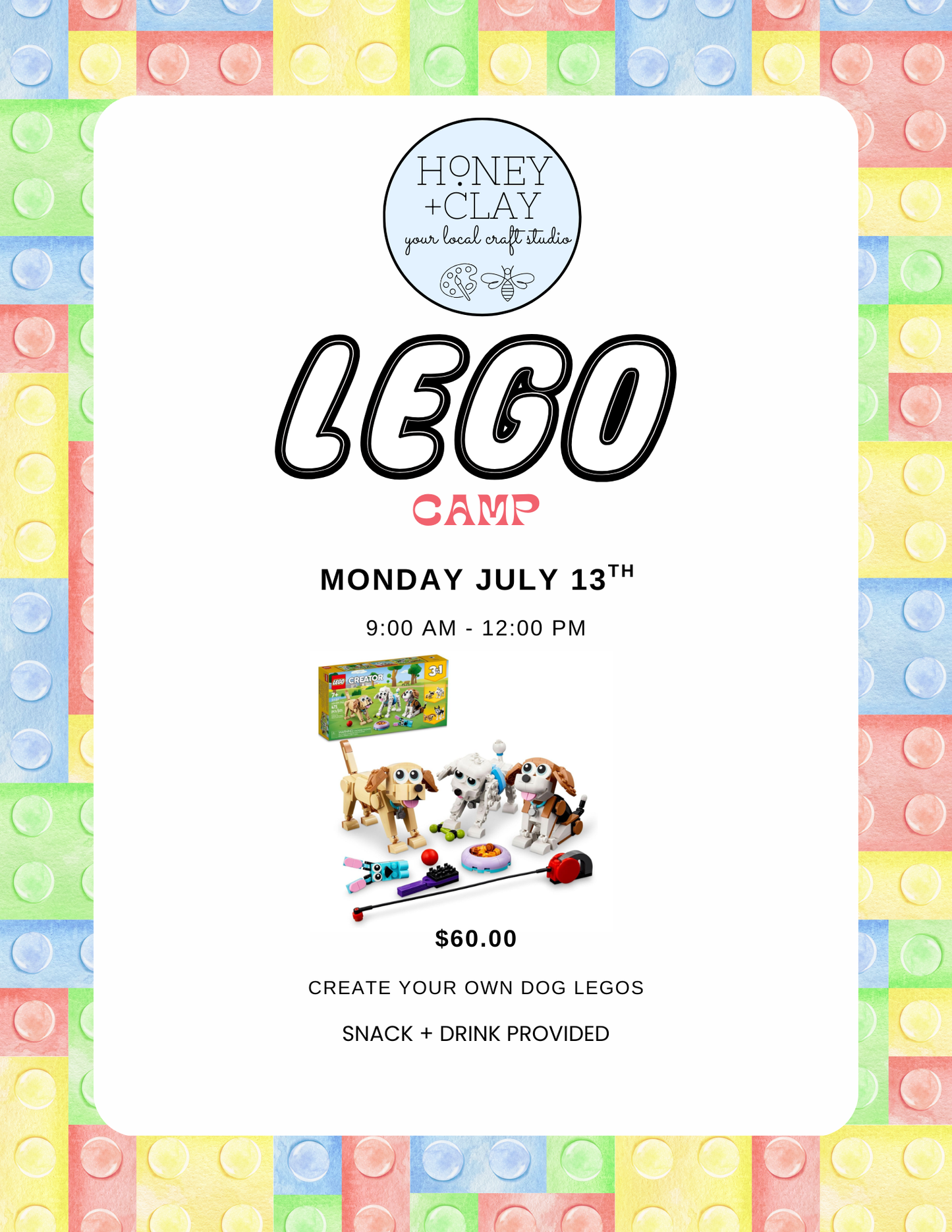 Monday Lego Art Camp 7/13/2026 @ 9:00 AM