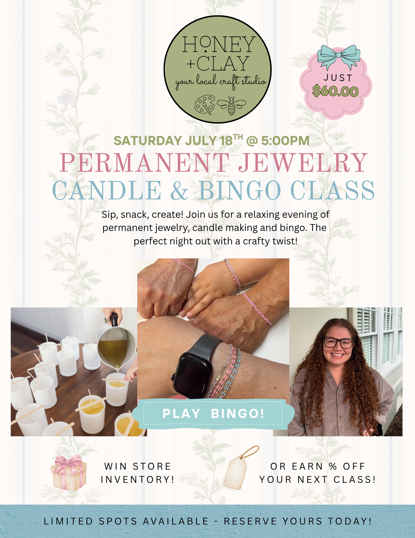 Saturday Permanent Jewelry Candles & Bingo 7/18/2026 @ 5:00PM