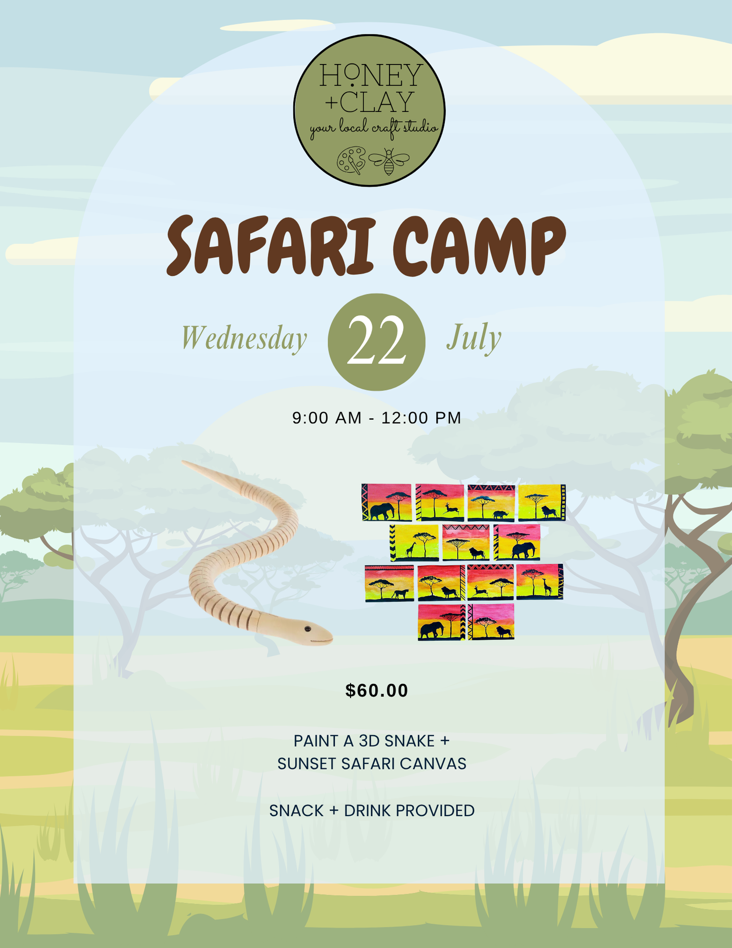 Wednesday Safari Art Camp 7/22/2026 @ 9:00AM