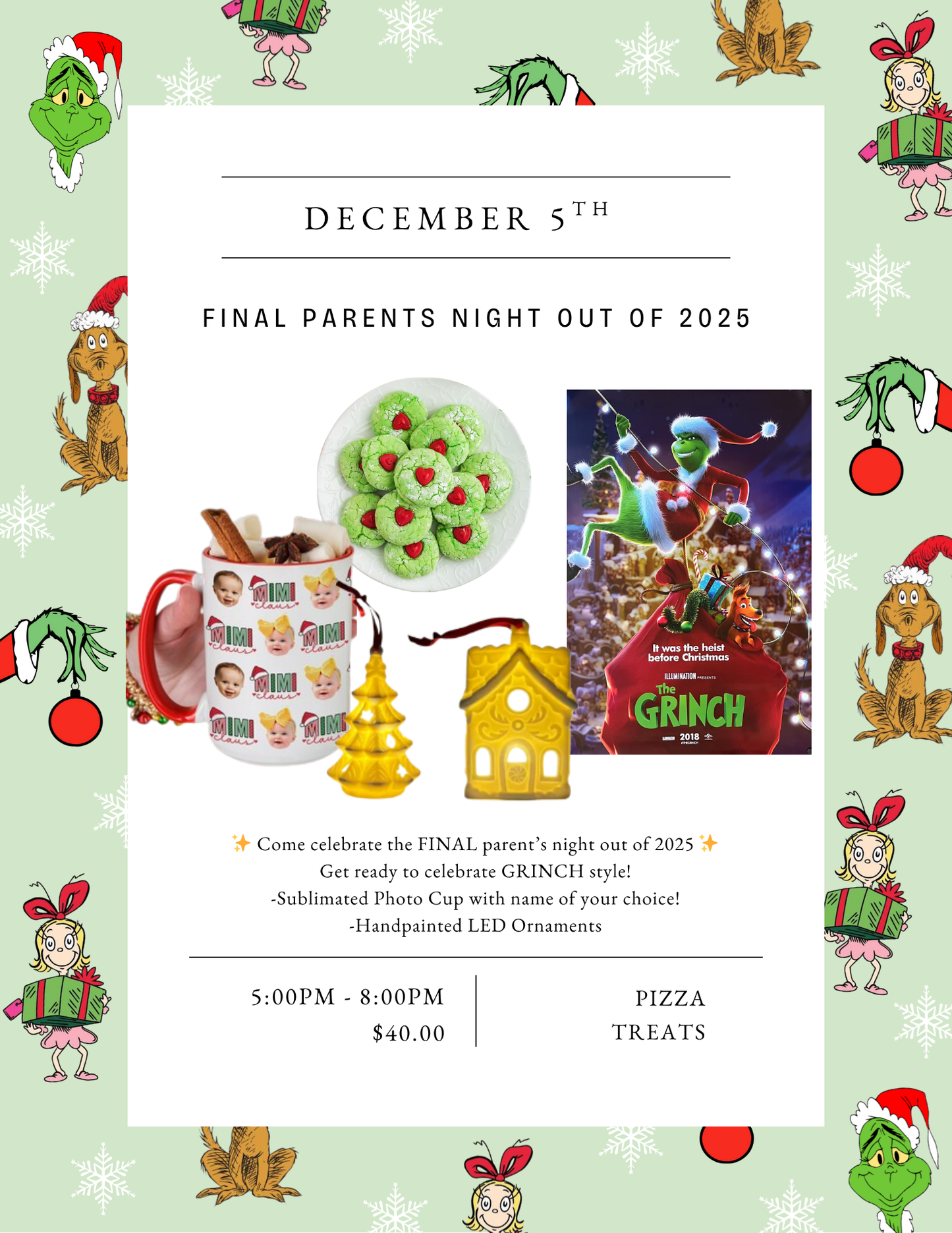Friday Grinch Parent's Night Out 12/5/2025 @ 5:00PM
